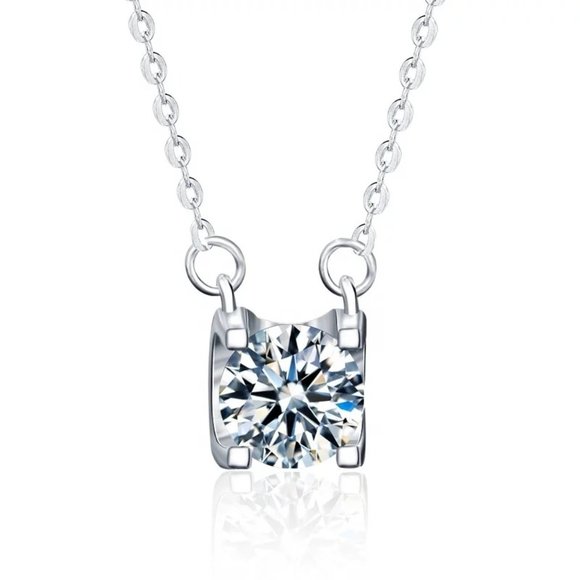 Certified 1ct. t.w. Brilliant Cut Diamond Necklace 18k Gold over Italy Silver - Picture 1 of 16